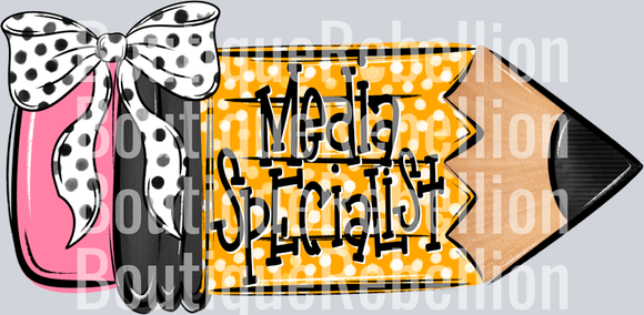 School Pencil Doodle Media Specialist Single DTF Transfer