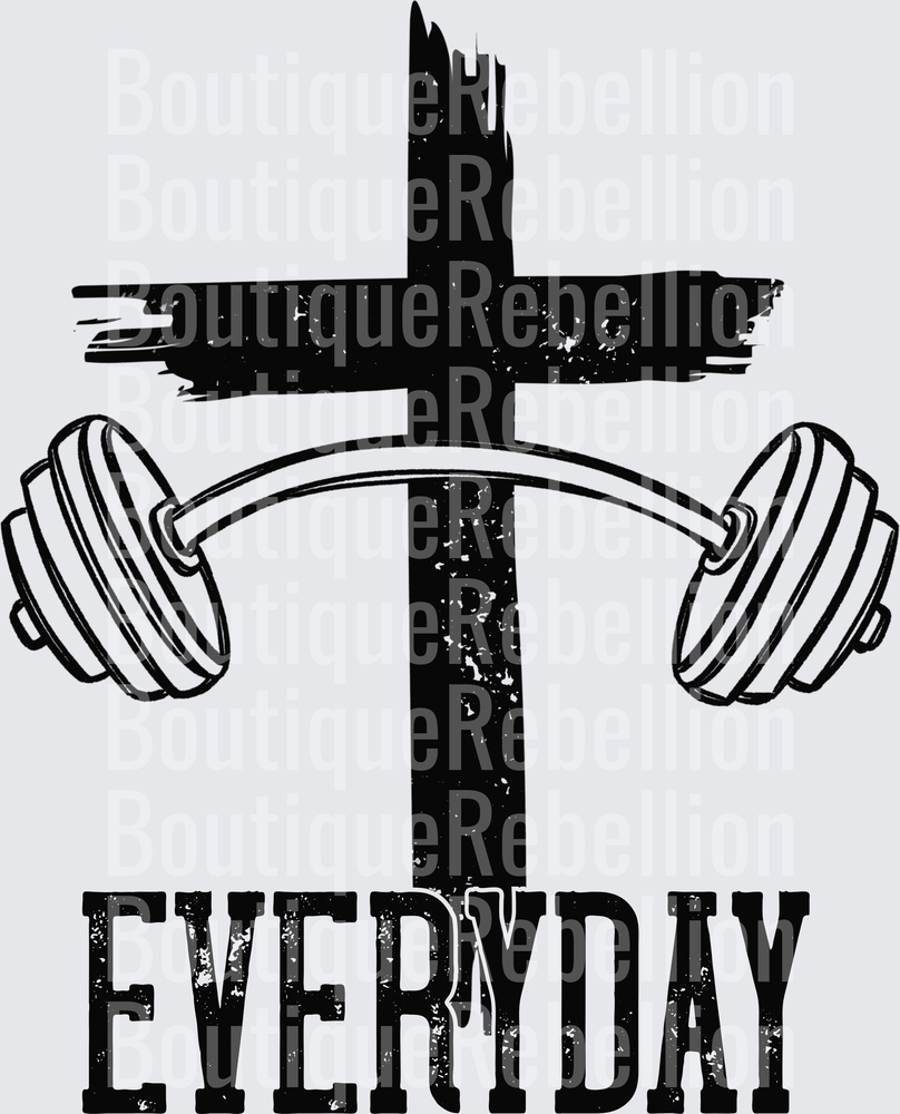 Cross Barbell Everyday Fitness Motivation Design Single DTF Transfer