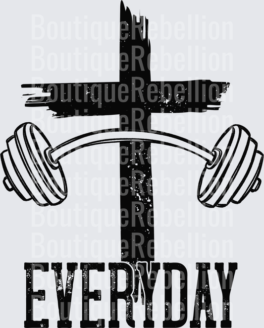 Cross Barbell Everyday Fitness Motivation Design Single DTF Transfer