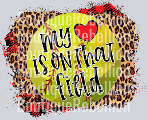 Softball Leopard Heart on the Field Single DTF Image