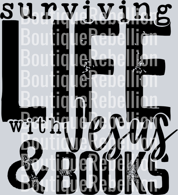 Surviving Life Jesus Books Single DTF Transfer