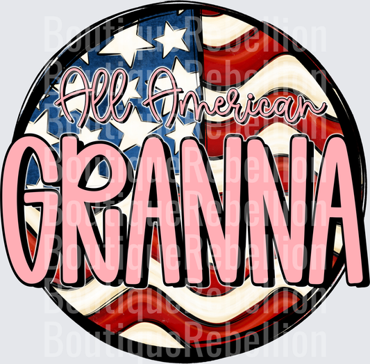 All American Granna Patriotic Flag Circle Design Single DTF Transfer