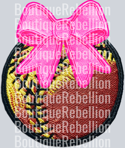 Softball Faux Embroidered Patch 1 Single DTF Image