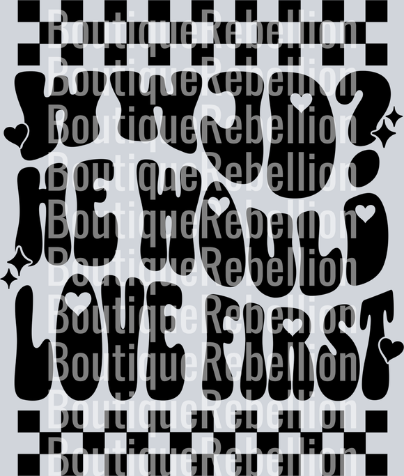 WWJD black text checkered single DTF Transfer