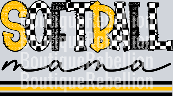 Softball Mama-Yellow Gold Black Single DTF Image