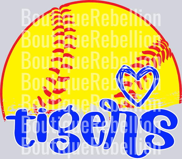 Tigers Softball 3 Single DTF Image