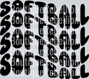 Softball Repeat Black Text Single DTF Image
