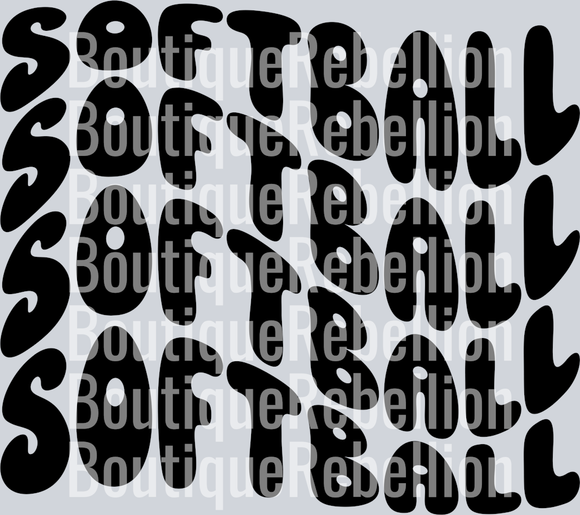 Softball Repeat Black Text Single DTF Image