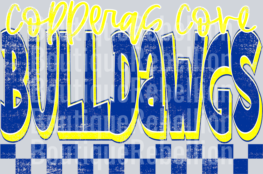Copperas Cove Bulldogs Royal Yellow Grunge