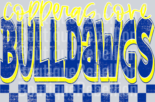 Copperas Cove Bulldogs Royal Yellow Grunge