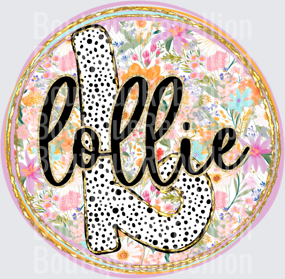 Lollie Polka Dots and Paint Stroke Background Single DTF Transfer