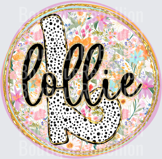 Lollie Polka Dots and Paint Stroke Background Single DTF Transfer