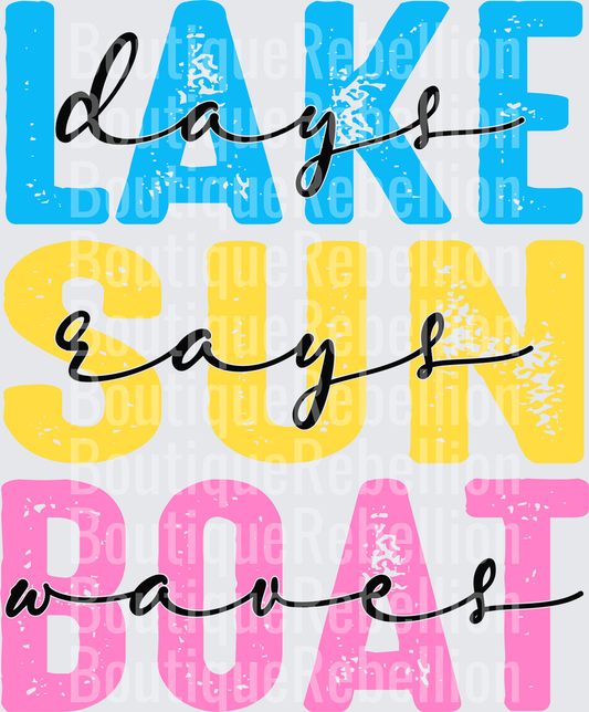 Lake sun boat black Single DTF Transfer