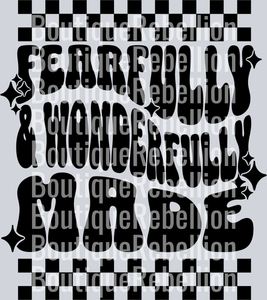 fearfully wonderfully made black checkered single DTF Transfer