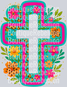 Floral cross Single DTF Transfer