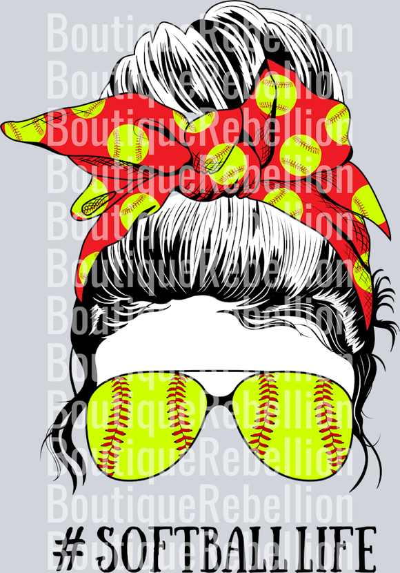 Softball Life Single DTF Image
