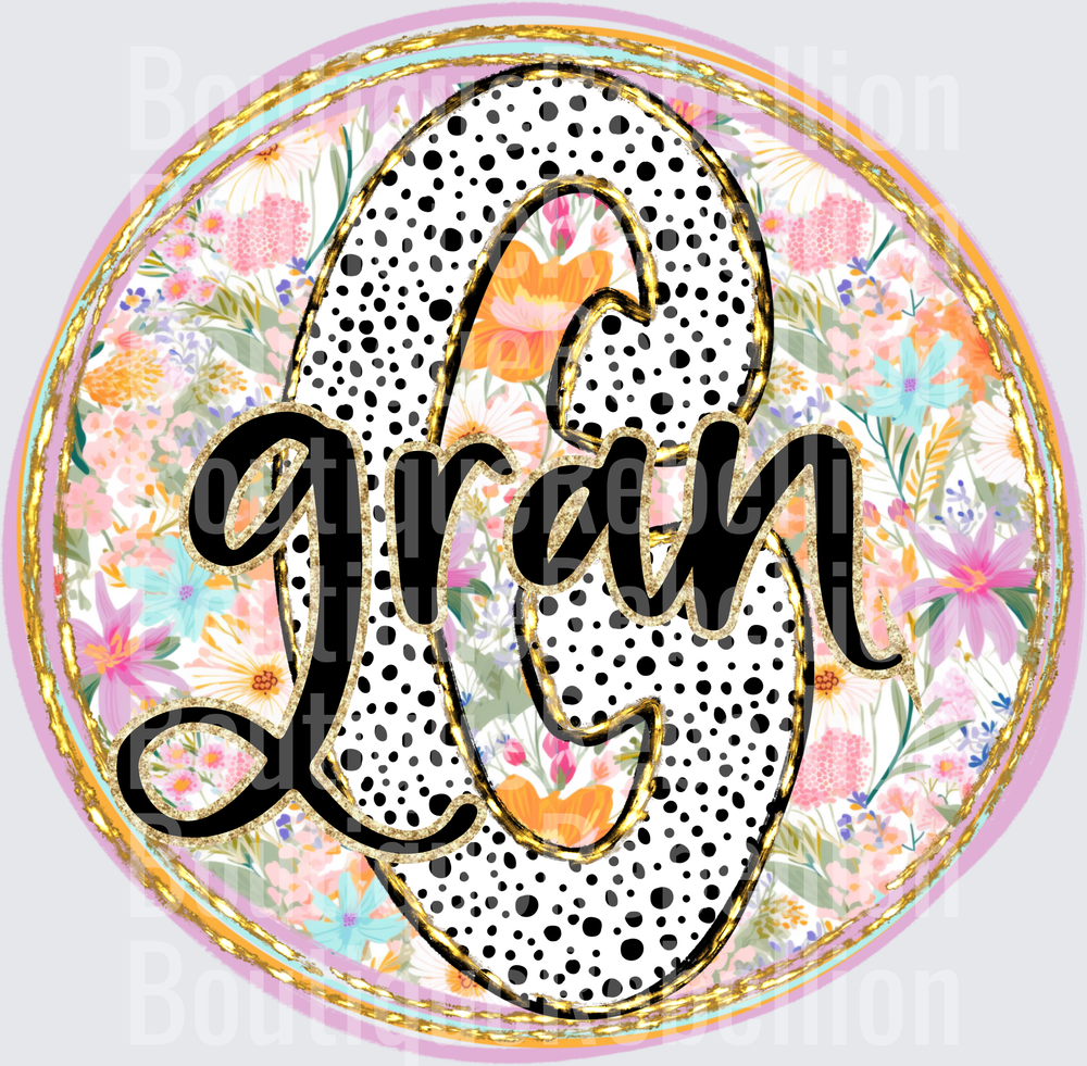 Gran Polka dot and Brushstroke Single DTF Transfer