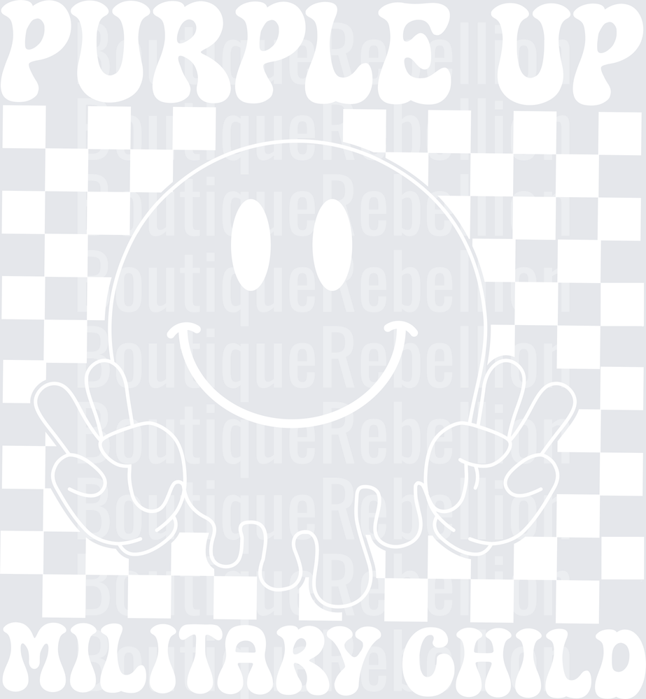 Purple Up Military Child White Checkers