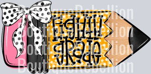 School Pencil Doodle Girl Eighth Grade Single DTF Transfer