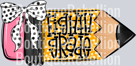 School Pencil Doodle Girl Eighth Grade Single DTF Transfer