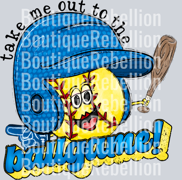 Take Me Out Softball Blue 2 Single DTF Image
