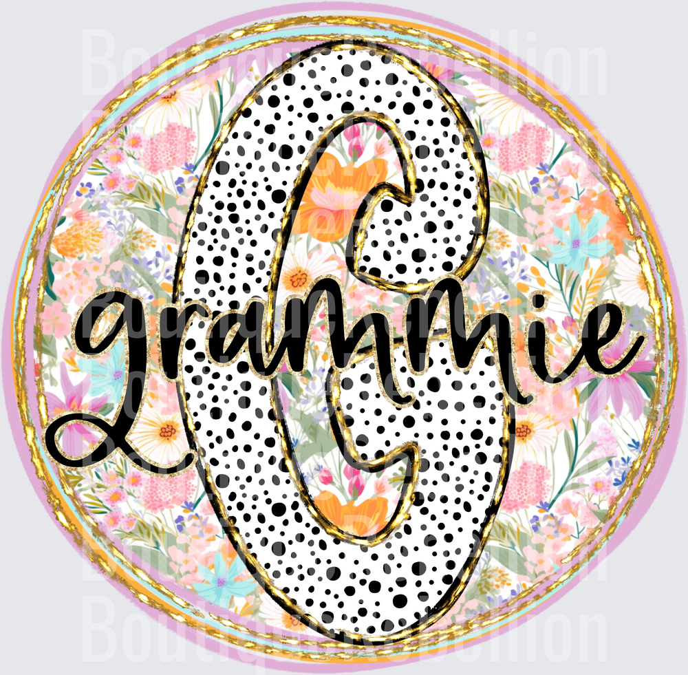 Grammie Polka dot and Brushstroke Single DTF Transfer