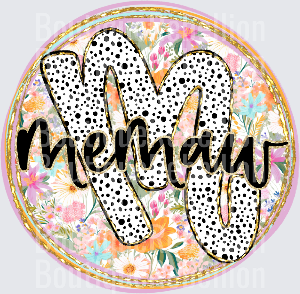 Memaw  Polka Dots and Paint Stroke Background Single DTF Transfer
