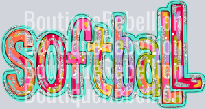 Softball Silver Glitz Single DTF Image
