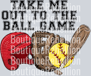Take Me Out Red Softball Single DTF Image