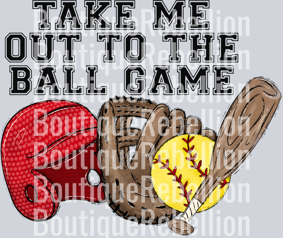 Take Me Out Red Softball Single DTF Image