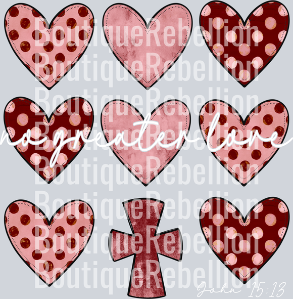 No Greater Love White Text Single DTF Transfer