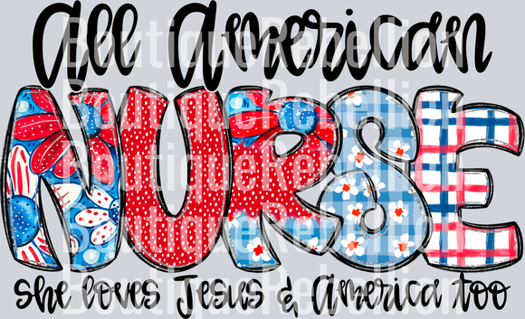 All American Nurse Single DTF Transfer