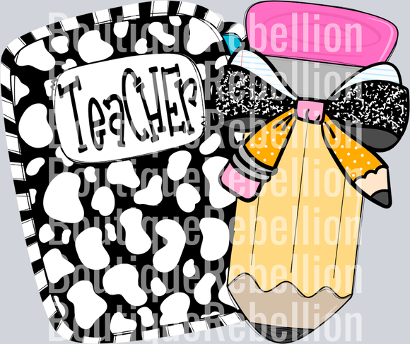 Teacher Leopard Pencil Single DTF Transfer