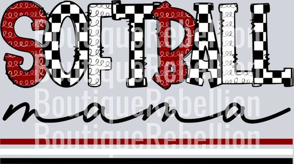 Softball Mama-Maroon White Single DTF Image