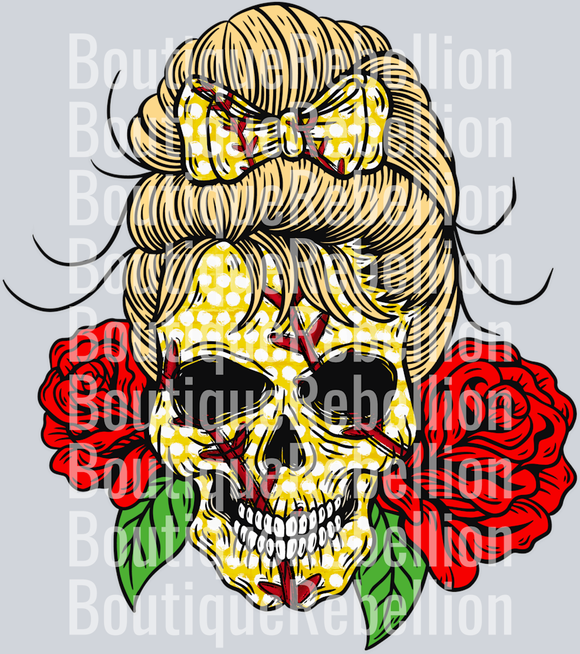 Skull Softball Mom 2 Single DTF Image
