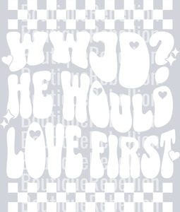 WWJD white text checkered single DTF Transfer