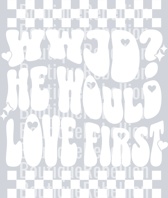 WWJD white text checkered single DTF Transfer