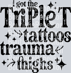 Triple T Black Text Single DTF Transfer