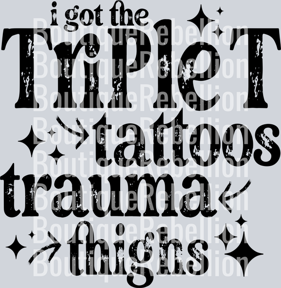 Triple T Black Text Single DTF Transfer