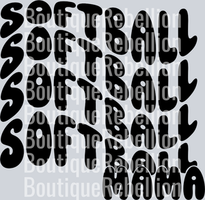Softball Mama Wavy Black Text Single DTF Image