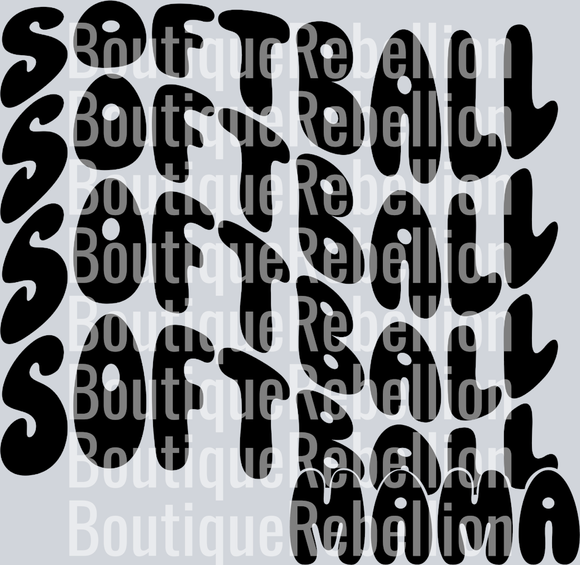 Softball Mama Wavy Black Text Single DTF Image