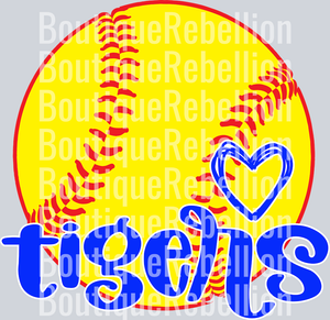 Tigers Softball 1 Single DTF Image