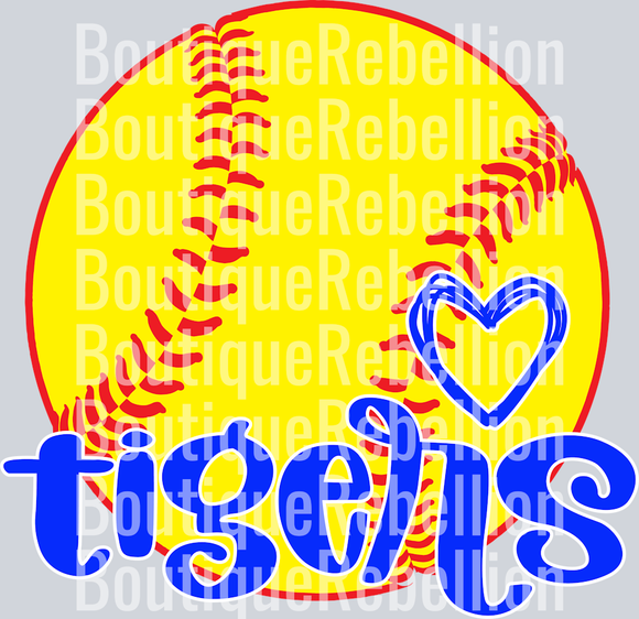 Tigers Softball 1 Single DTF Image