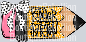 School Pencil Doodle Girl Kindergarten Single DTF Transfer