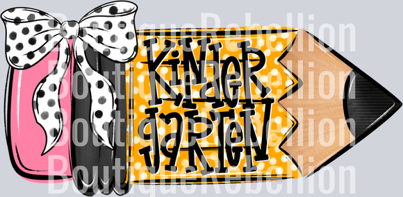 School Pencil Doodle Girl Kindergarten Single DTF Transfer