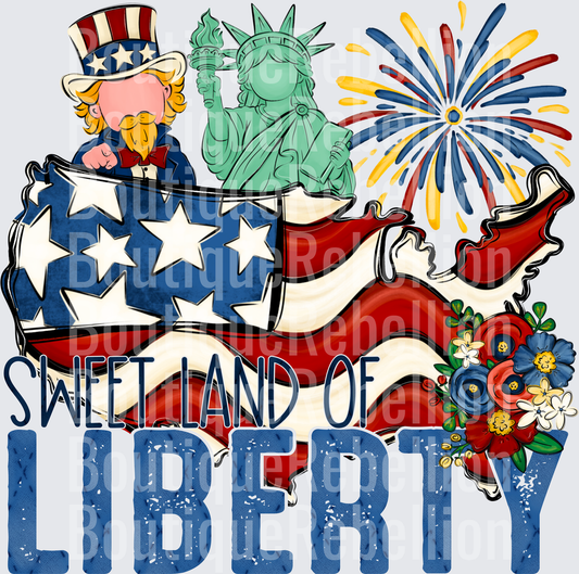Sweet land of liberty blue Single DTF Transfer