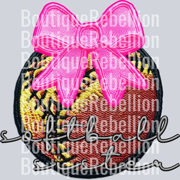 Softball Sister Faux Embroidered Patch Single DTF Image