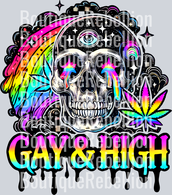 Skull Gay & High Single DTF Transfer