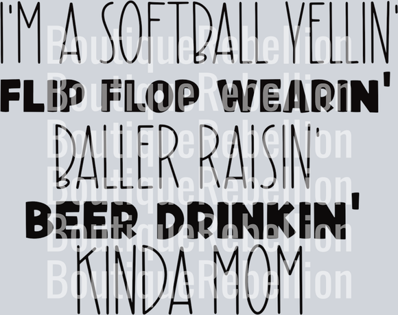 Softball Beer Drinkin Kinda Mom 2 Single DTF Image
