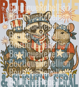 Red White Slightly Feral Single DTF Transfer